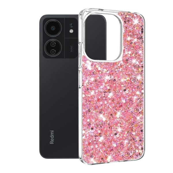 Techsuit Sparkly Glitter Ροζ (Xiaomi Redmi 13C 4G / 13C 5G / Poco M6 / C65)