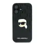 Karl Lagerfeld Monogram Karl Head Pin Σκληρή Θήκη με Επένδυση Συνθετικού Δέρματος Μαύρη (iPhone 16) - Image 3
