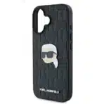 Karl Lagerfeld Monogram Karl Head Pin Σκληρή Θήκη με Επένδυση Συνθετικού Δέρματος Μαύρη (iPhone 16) - Image 6