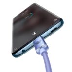 Baseus - Data Cable Crystal Shine (CAJY000605) - Type-C to Type-C, 100W, 1.2m - Μώβ - Image 4
