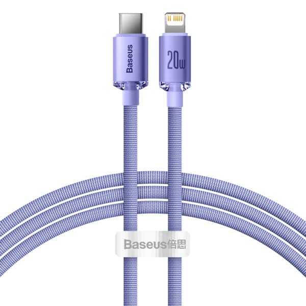 Baseus - Data Cable Crystal Shine (CAJY000205) - Type-C to Lightning, 20W, 1.2m - Μώβ