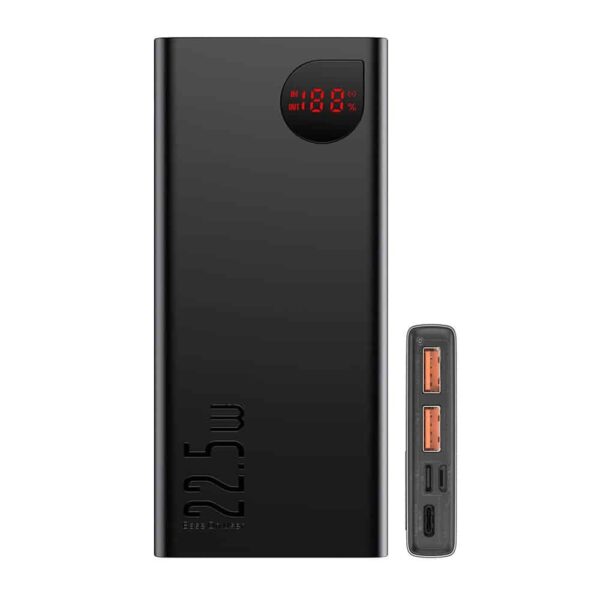 Baseus - Power Bank Adaman (PPAD070001) - 2x USB, Type-C, Lightning, Micro-USB, Fast Charging, 22.5W, 10000mAh - Μαύρο