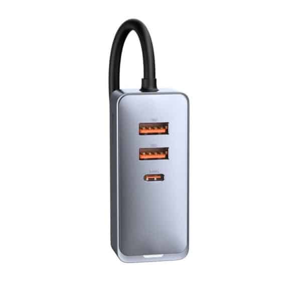 Baseus - Φορτιστής Αυτοκινήτου Share Together (CCBT-B0G) - Port Extension, 3x USB, Type-C, Fast Charging, 120W - Γκρί