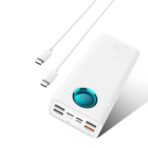 Baseus - Power Bank (P10022402223-00) - 4x USB, Type-C, Lighting, Micro-USB, Fast Charge, 65W, 26800mAh, Cable USB-C - Λευκό