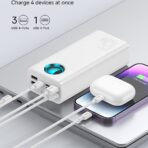 Baseus - Power Bank (P10022402223-00) - 4x USB, Type-C, Lighting, Micro-USB, Fast Charge, 65W, 26800mAh, Cable USB-C - Λευκό - Image 5