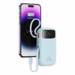 Baseus - Power Bank Qpow Pro+ (P10055003313-00) - Lightning, 2x Type-C, USB, 22.5W, 10000mAh, Cable Type-C, 30cm - Μπλε - Image 3