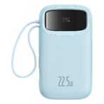 Baseus - Power Bank Qpow Pro+ (P10055003313-00) - Lightning, 2x Type-C, USB, 22.5W, 10000mAh, Cable Type-C, 30cm - Μπλε - Image 2