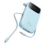 Baseus - Power Bank Qpow Pro+ (P10055003313-00) - Lightning, 2x Type-C, USB, 22.5W, 10000mAh, Cable Type-C, 30cm - Μπλε