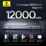 Baseus - Power Bank Blade (P10063801733-00) - 2x Type-C, 65W, 12000mAh, Digital Display, with Cable USB-C - Πορτοκαλί - Image 2