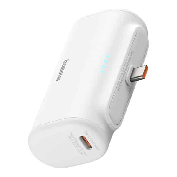 Baseus - Power Bank (P10068306213-00) - Type-C, Compact Design, 20W, 5000mAh, with Cable Type-C - Λευκό