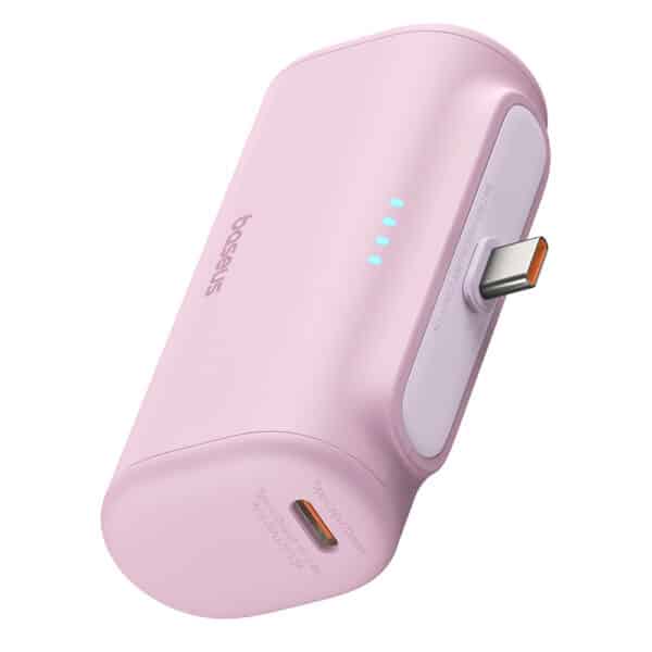 Baseus - Power Bank (P10068306413-00) - Type-C, Compact Design, 20W, 5000mAh, with Cable Type-C - Baby Ροζ