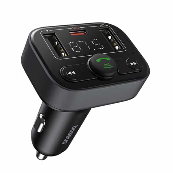 Baseus - FM Modulator and Φορτιστής Αυτοκινήτου S-09 Lite (C10762300113-00) - Bluetooth 5.0, USB, USB-C, Display, PD18W - Cluster Μαύρο