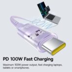 Baseus - Data Cable Gem (P10373000511-01) - Type-C to Type-C, Super Fast Charging 100W, 2m - Nebula Μώβ - Image 4
