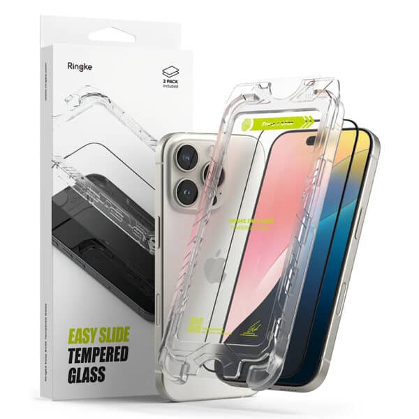 Ringke - Easy Slide TempeΚόκκινο Glass (2 pack) - iPhone 16 Pro Max - Clear