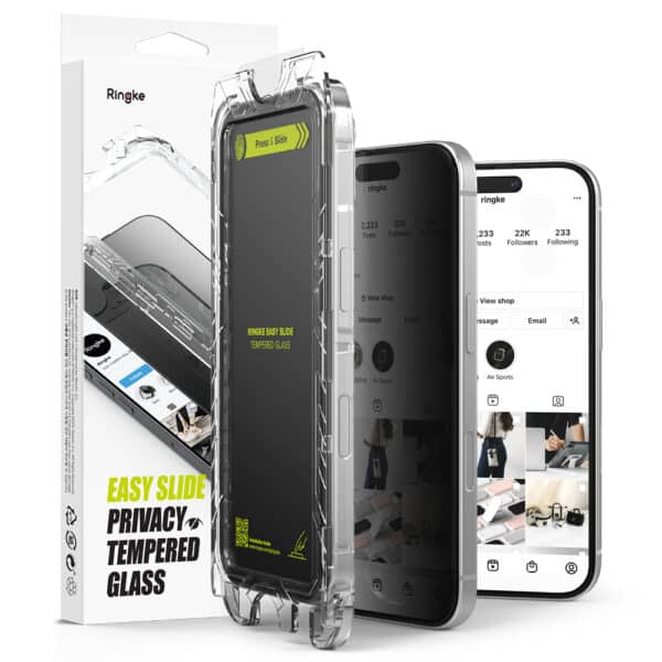 Ringke - Easy Slide TempeΚόκκινο Glass (2 pack) - iPhone 16 / iPhone 15 - Privacy