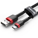Baseus - Data Cable Cafule (CATKLF-U91) - USB to Type-C, 2A, 3m - Red Μαύρο - Image 3