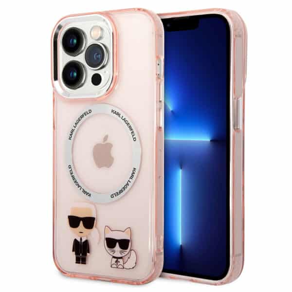 Karl Lagerfeld - Hardcase MagSafe (KLHMP14LHKCP) - iPhone 14 Pro - Ροζ Karl & Choupette Aluminium