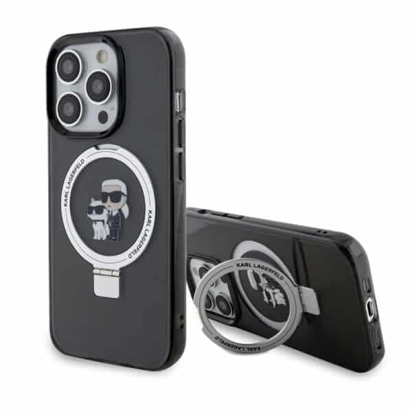 Karl Lagerfeld - Hardcase Ring Stand MagSafe (KLHMP14LHMRSKCK) - iPhone 14 Pro - Karl&Choupette