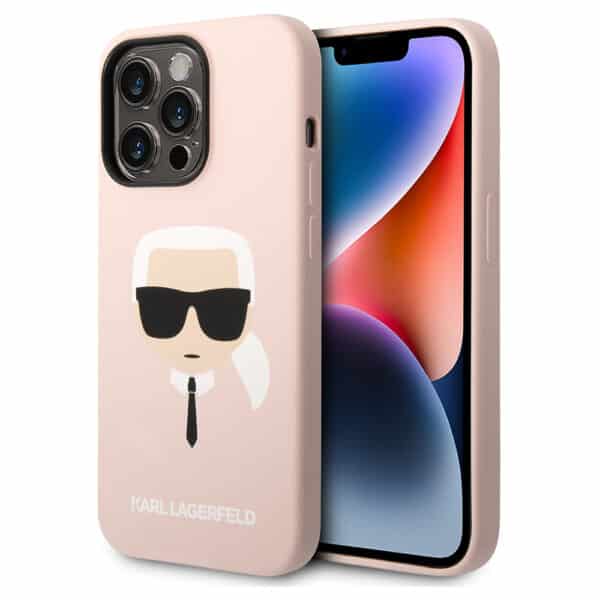 Karl Lagerfeld - Silicone MagSafe (KLHMP14LSLKHLP) - iPhone 14 Pro - Light Ροζ Karl`s Head
