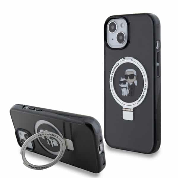 Karl Lagerfeld - Hardcase Ring Stand MagSafe (KLHMP15SHMRSKCK) - iPhone 15 - Karl&Choupette