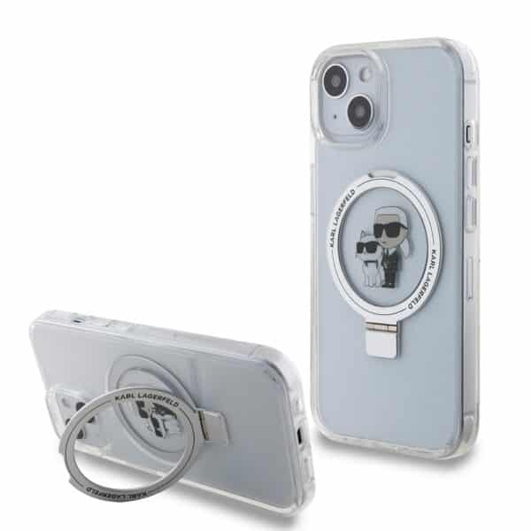 Karl Lagerfeld - Hardcase Ring Stand MagSafe (KLHMP15SHMRSKCH) - iPhone 15 - Λευκό Karl&Choupette