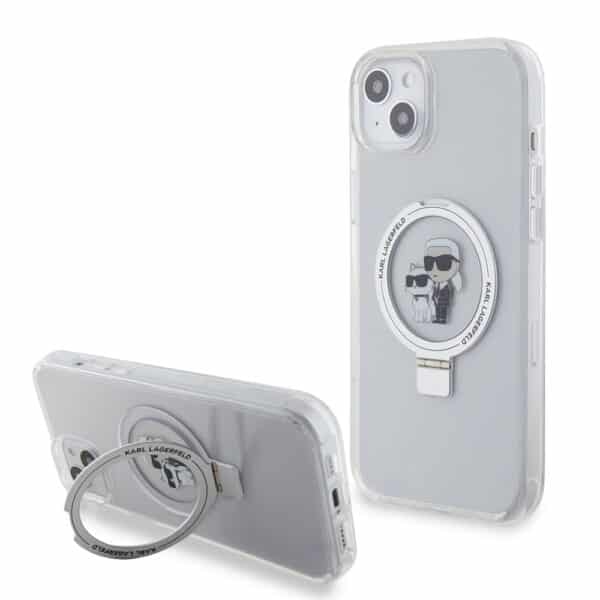 Karl Lagerfeld - Hardcase Ring Stand MagSafe (KLHMP15MHMRSKCH) - iPhone 15 Plus - Λευκό Karl&Choupette