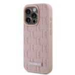 Karl Lagerfeld - Leather MagSafe (KLHMP15XPKHPORPP) - iPhone 15 Pro Max - Ροζ Monogram Metal Logo - Image 5
