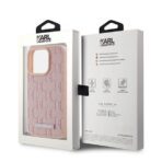 Karl Lagerfeld - Leather MagSafe (KLHMP15XPKHPORPP) - iPhone 15 Pro Max - Ροζ Monogram Metal Logo - Image 7