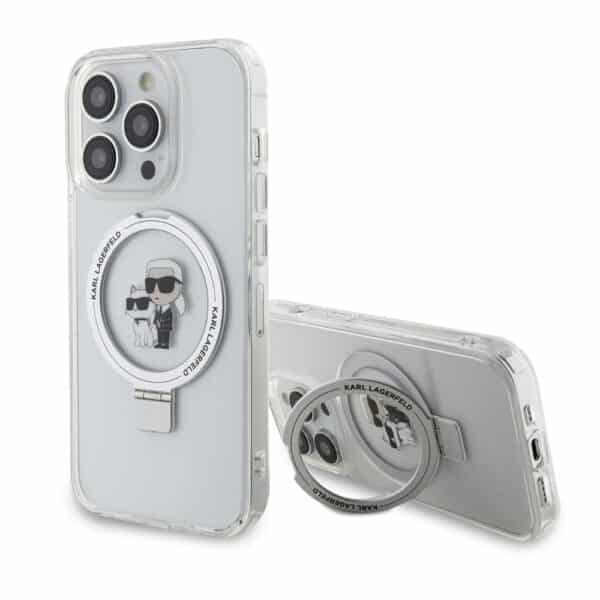 Karl Lagerfeld - Hardcase Ring Stand MagSafe (KLHMP15LHMRSKCH) - iPhone 15 Pro - Λευκό Karl&Choupette