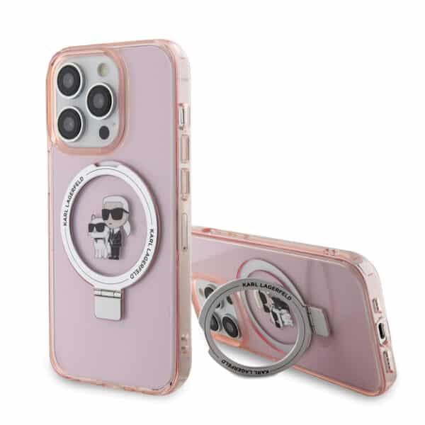 Karl Lagerfeld - Hardcase Ring Stand MagSafe (KLHMP15LHMRSKCP) - iPhone 15 Pro - Ροζ Karl&Choupette