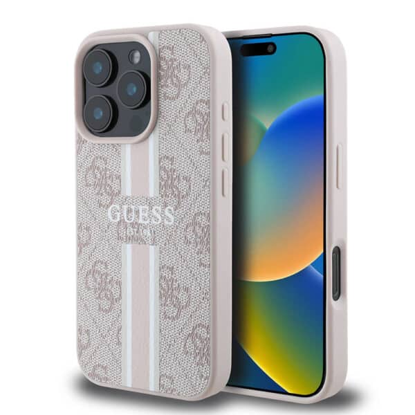 Guess - Hardcase 4G Printed Stripes MagSafe (GUHMP16LP4RPSP) - iPhone 16 Pro - Ροζ