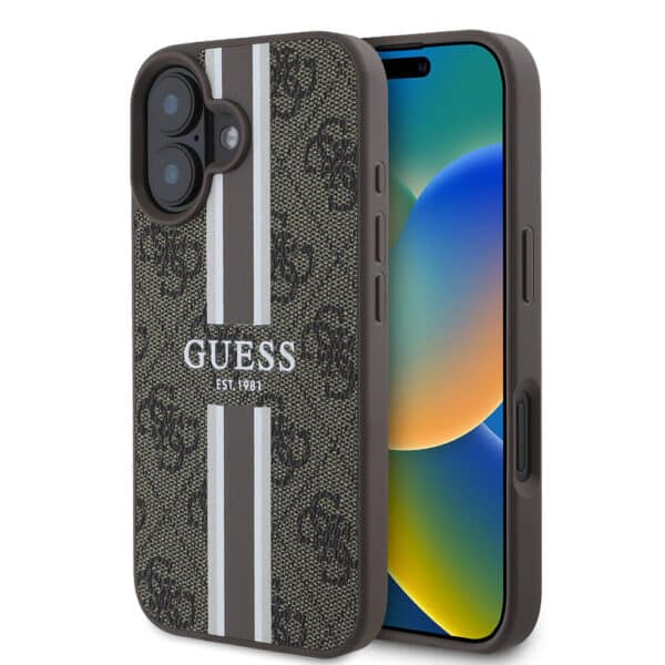 Guess - Hardcase 4G Printed Stripes MagSafe (GUHMP16MP4RPSW) - iPhone 16 Plus - Καφέ