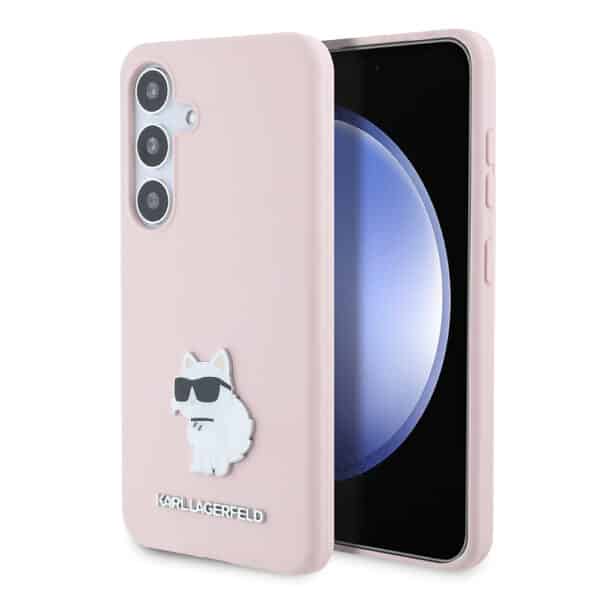 Karl Lagerfeld - Silicone (KLHCS24SSMHCNPP) - Samsung Galaxy S24 - Ροζ Choupette Metal Pin