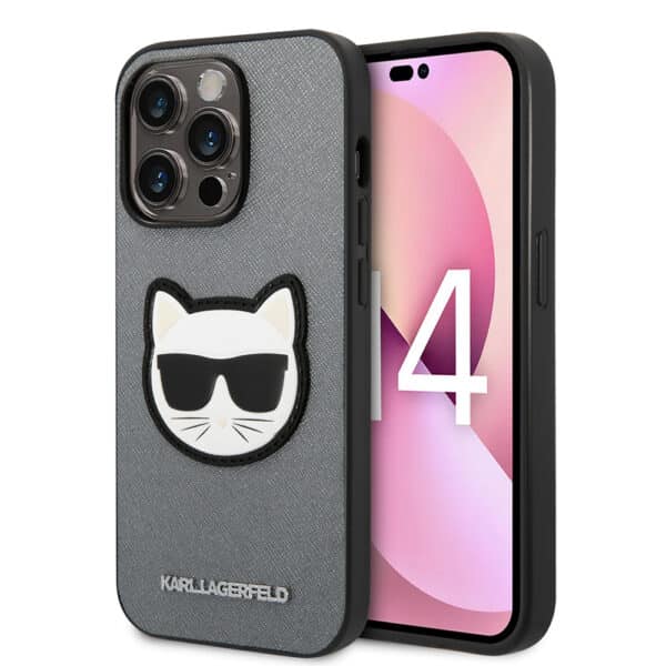 Karl Lagerfeld - Saffiano (KLHCP14LSAPCHG) - iPhone 14 Pro - Ασημί Choupette Head