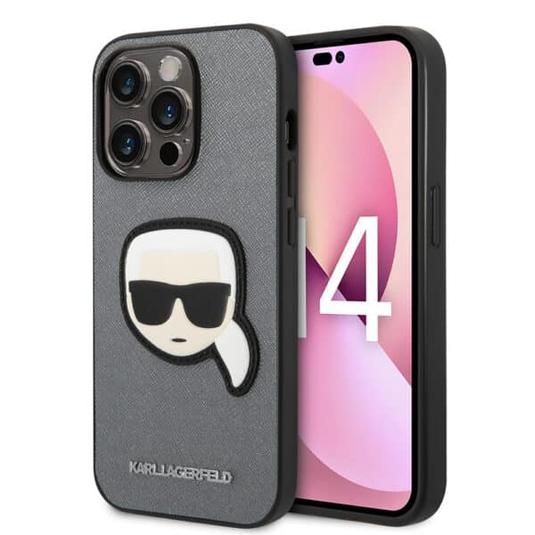 Karl Lagerfeld - Saffiano (KLHCP14LSAPKHG) - iPhone 14 Pro - Ασημί Karl`s Head