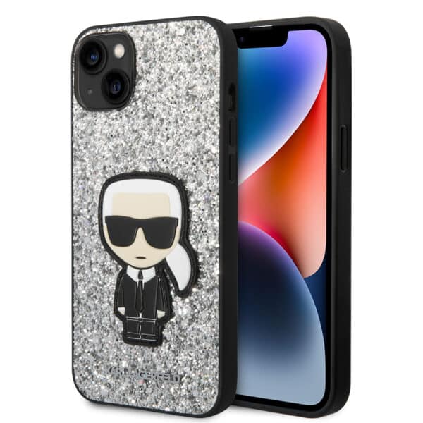 Karl Lagerfeld - Hardcase Glitter (KLHCP14MGFKPG) - iPhone 14 Plus - Ασημί Flakes Ikonik