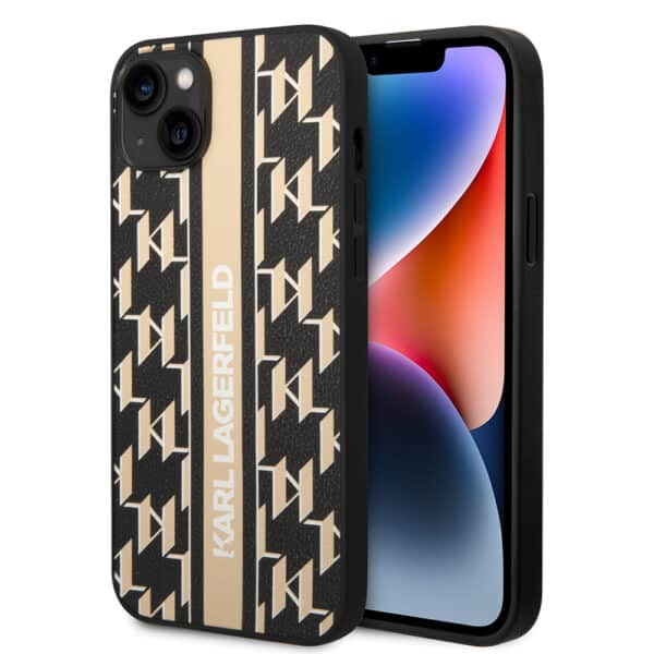 Karl Lagerfeld - Hardcase Monogram (KLHCP14MPGKLSKW) - iPhone 14 Plus - Καφέ Stripe