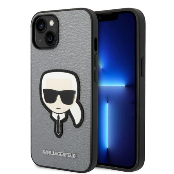 Karl Lagerfeld - Saffiano (KLHCP14MSAPKHG) - iPhone 14 Plus - Ασημί Karl`s Head