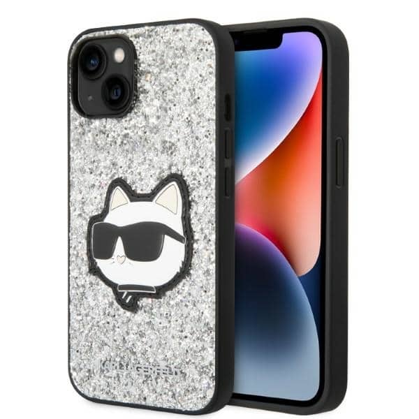 Karl Lagerfeld - Hardcase Glitter (KLHCP14MG2CPS) - iPhone 14 Plus - Ασημί Choupette Patch