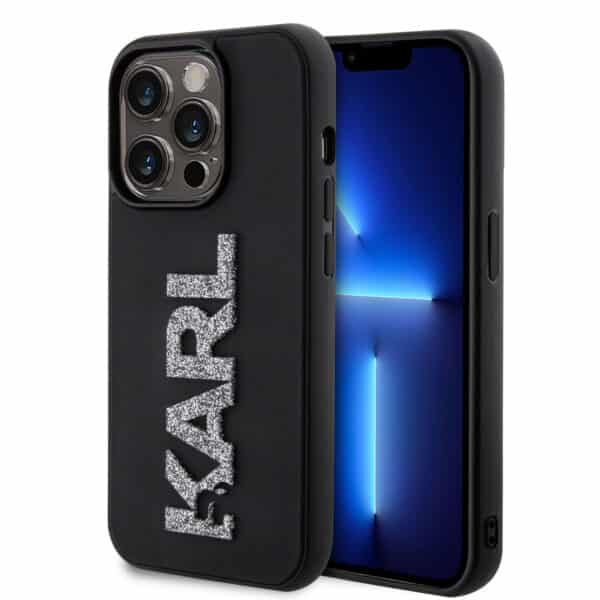 Karl Lagerfeld - 3D Design (KLHCP15X3DMBKCK) - iPhone 15 Pro Max - Rubber Glitter Logo