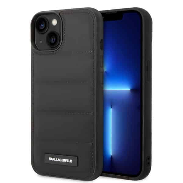 Karl Lagerfeld - Hardcase Leather Puffy (KLHCP14SPSQAK) - iPhone 14 - Elongated Logo