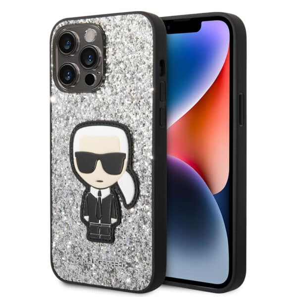 Karl Lagerfeld - Hardcase Glitter (KLHCP14XGFKPG) - iPhone 14 Pro Max - Ασημί Flakes Ikonik