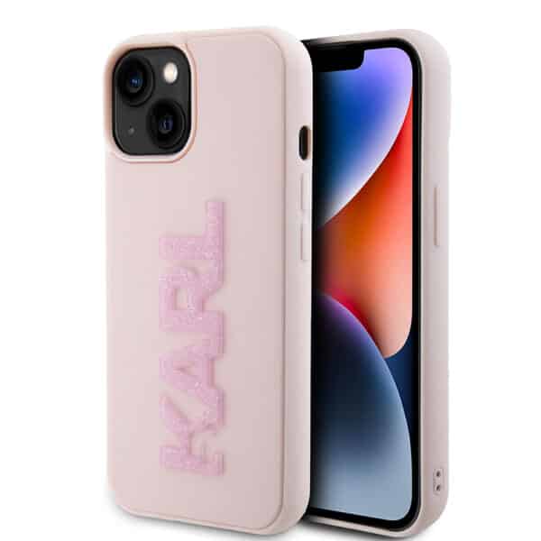 Karl Lagerfeld - 3D Design (KLHCP15S3DMBKCP) - iPhone 15 - Ροζ Rubber Glitter Logo