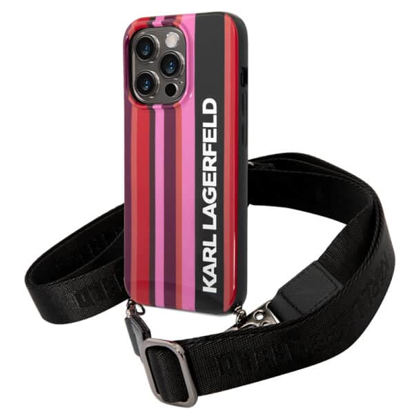 Karl Lagerfeld - Hardcase with Strap (KLHCP14XSTSTP) - iPhone 14 Pro Max - Ροζ Color Stripes