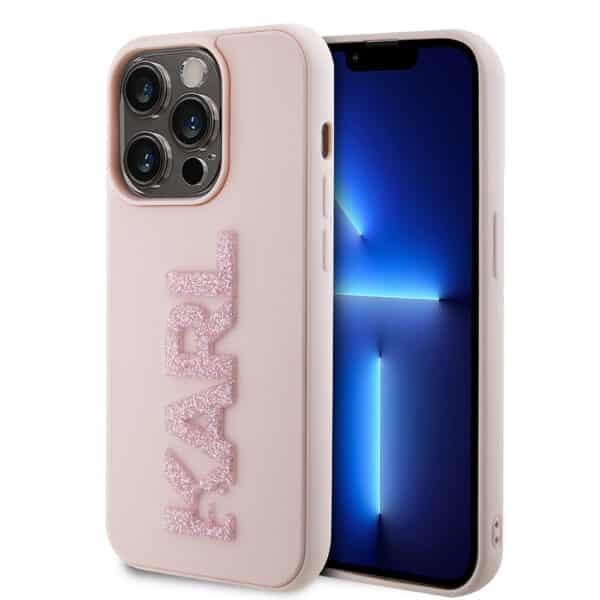 Karl Lagerfeld - 3D Design (KLHCP15L3DMBKCP) - iPhone 15 Pro - Ροζ Rubber Glitter Logo
