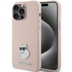 Karl Lagerfeld - Silicone (KLHCP15LSMHCNPP) - iPhone 15 Pro - Ροζ Choupette Metal Pin