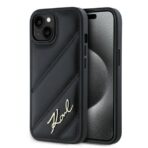 Karl Lagerfeld - Diagonal Quilted Script (KLHCP15MPQDSMGK) - iPhone 15 Plus - Μαύρο