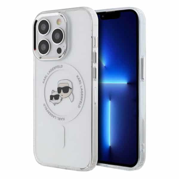 Karl Lagerfeld - IML MagSafe (KLHMP14XHLSKCH) - iPhone 14 Pro Max - Λευκό Metal Karl&Choupette Head