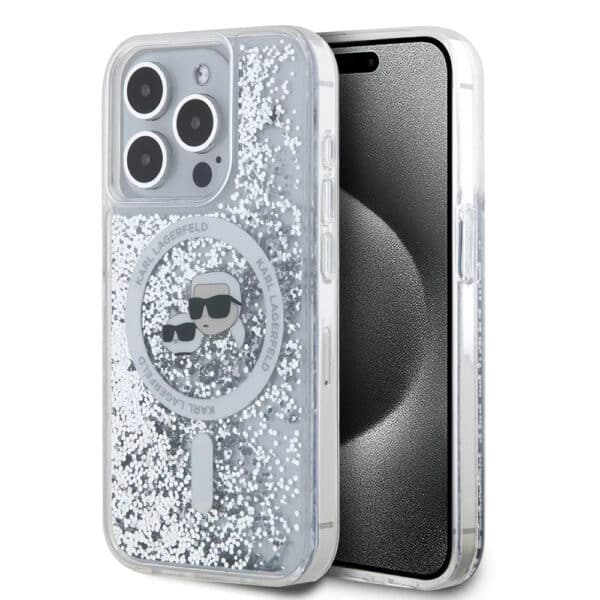 Karl Lagerfeld - Liquid Glitter MagSafe (KLHMP15LLGKCSGH) - iPhone 15 Pro - Διάφανο Karl&Choupette Head