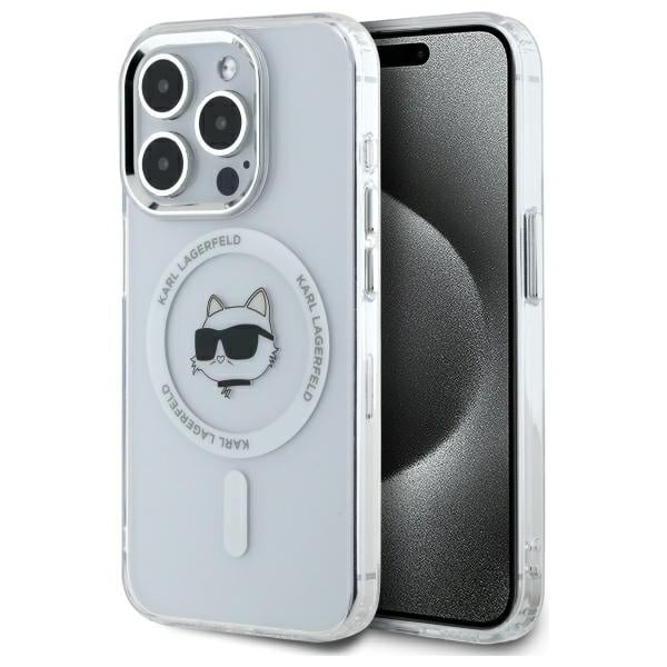 Karl Lagerfeld - IML MagSafe (KLHMP14XHLSCHH) - iPhone 14 Pro Max - Λευκό Metal Choupette`s Head